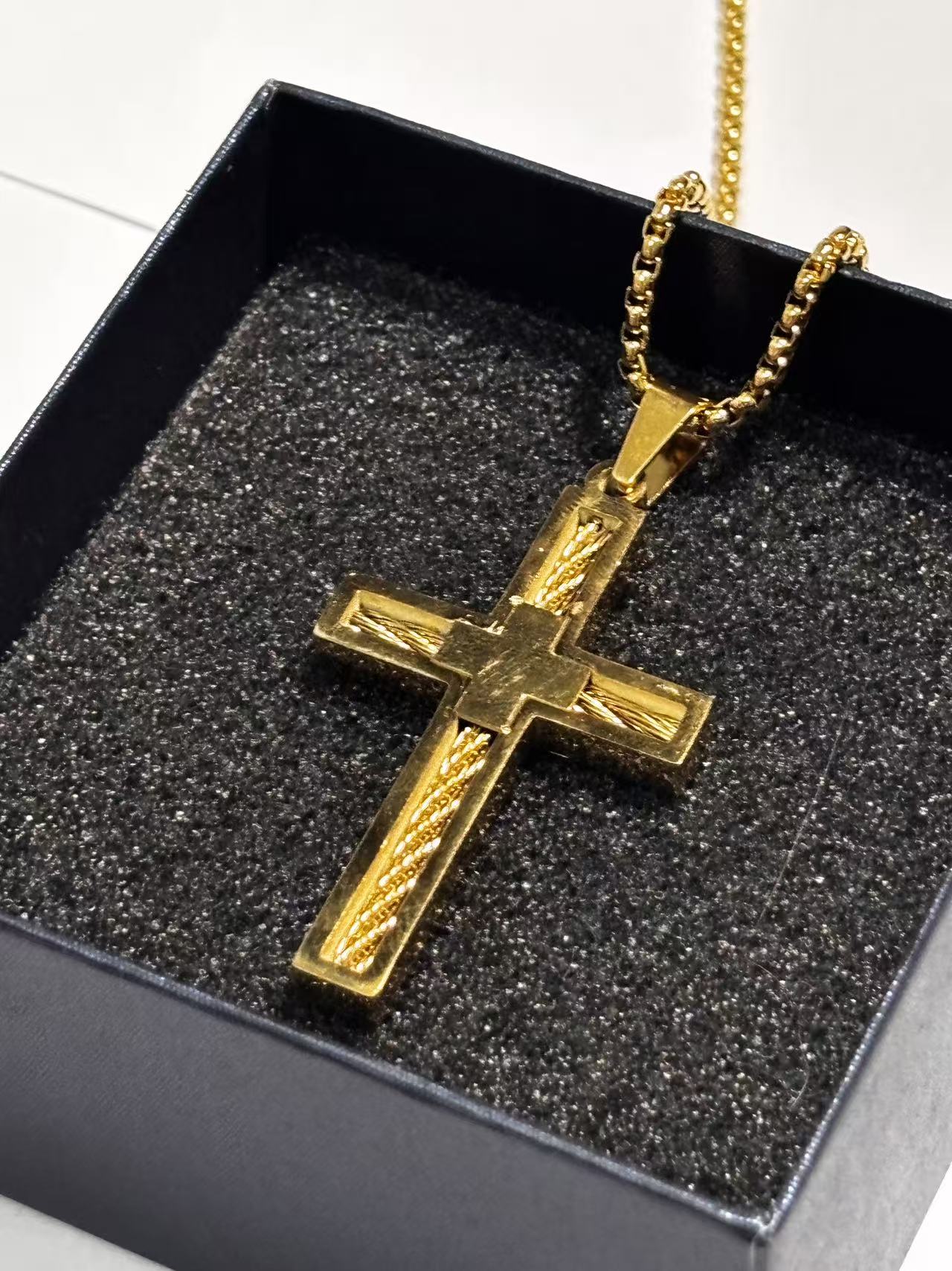 金色十字架复试款吊坠