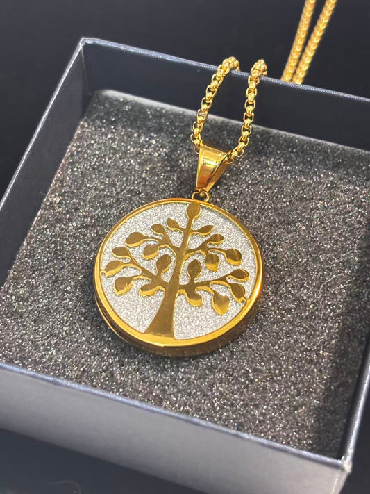 世界树金色圆形吊坠