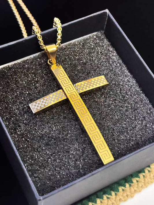 三星堆条纹十字架吊坠