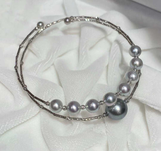 18k金大溪地真多麻海水珍珠手镯