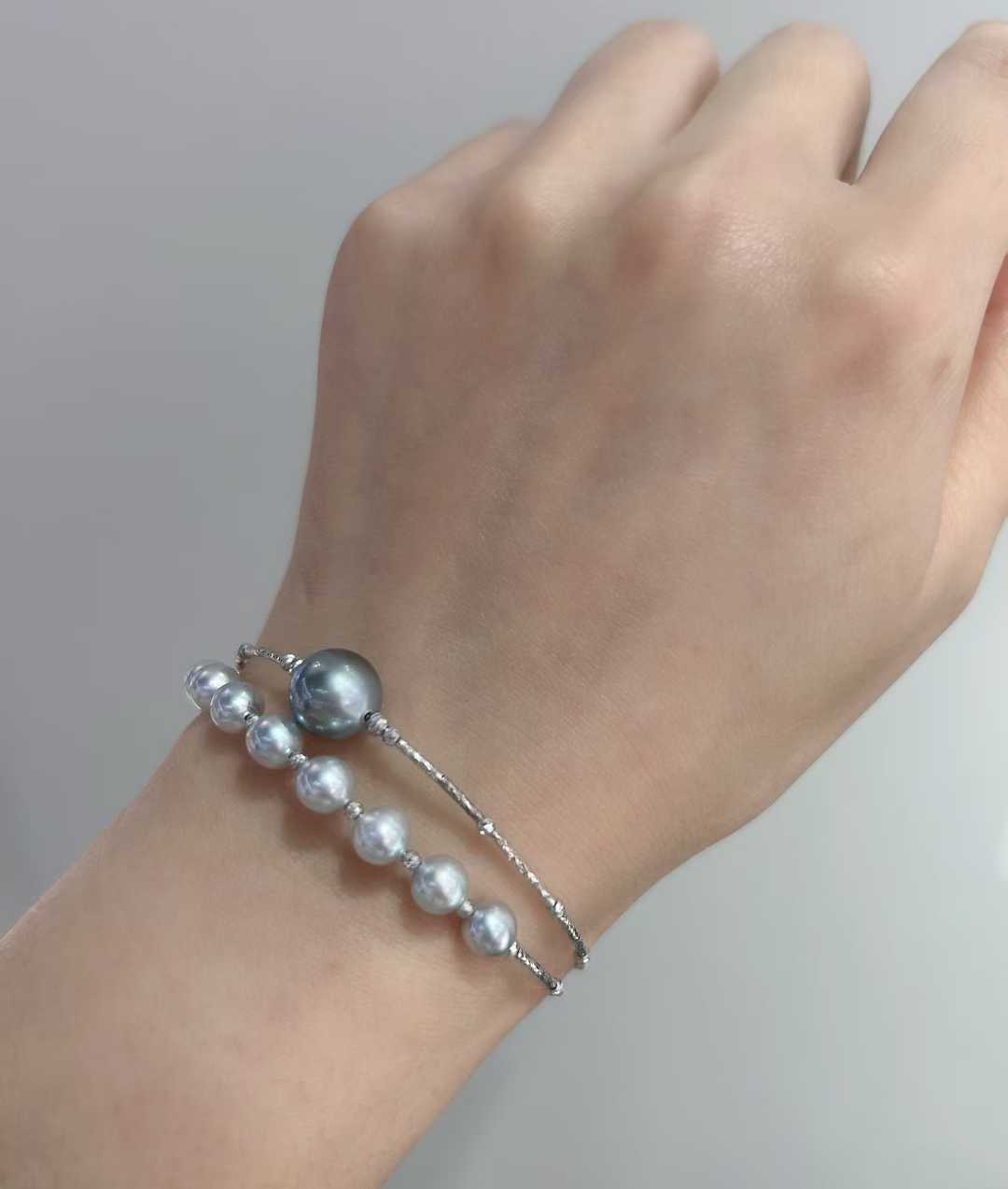 18k金大溪地真多麻海水珍珠手镯