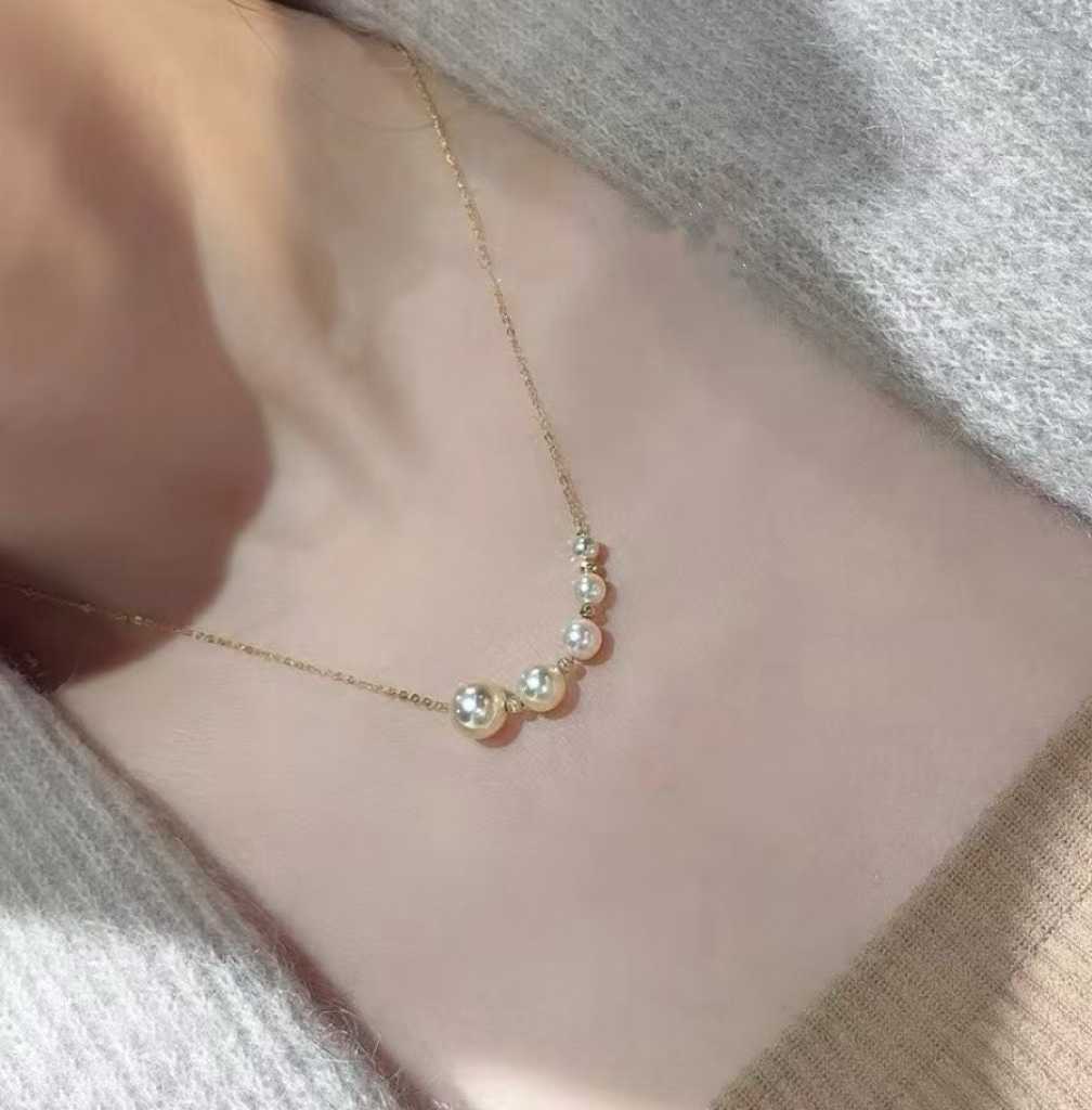 18K金+akoya羽黄金海水珍珠微笑项链