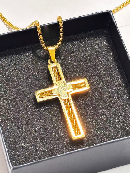 金色十字架复试款吊坠