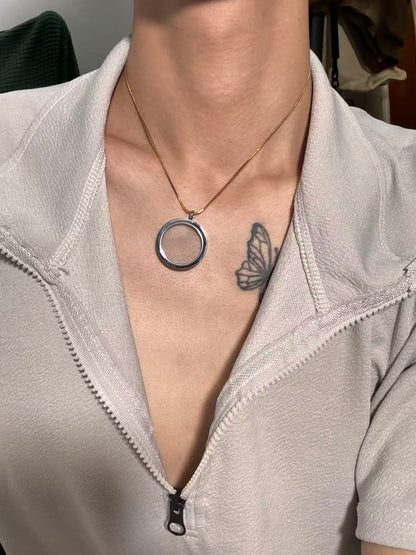 圆形功能透明款钢色吊坠