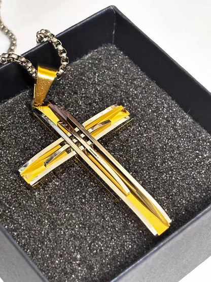 双拼色高端十字架吊坠
