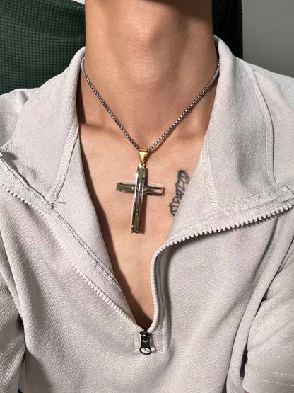 双拼色高端十字架吊坠
