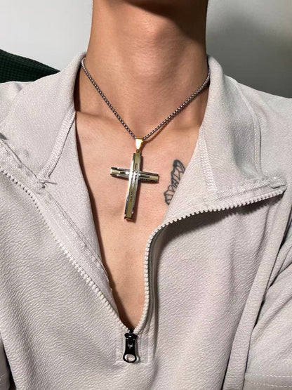 双拼色高端十字架吊坠