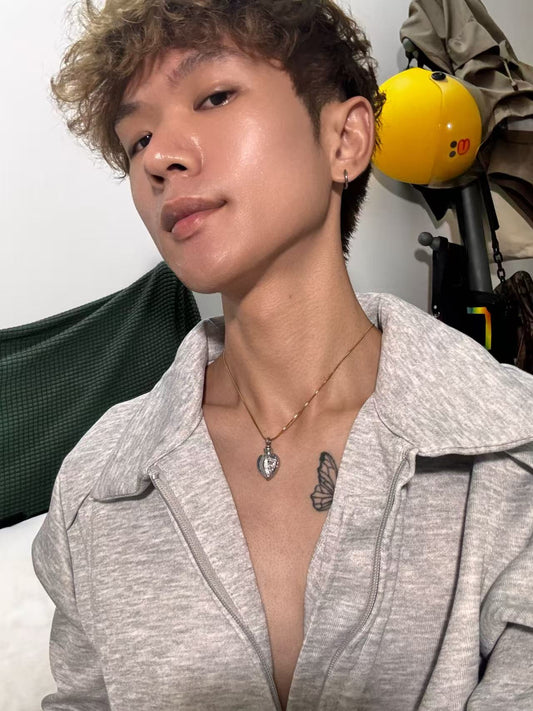 钢色心形拓印吊坠
