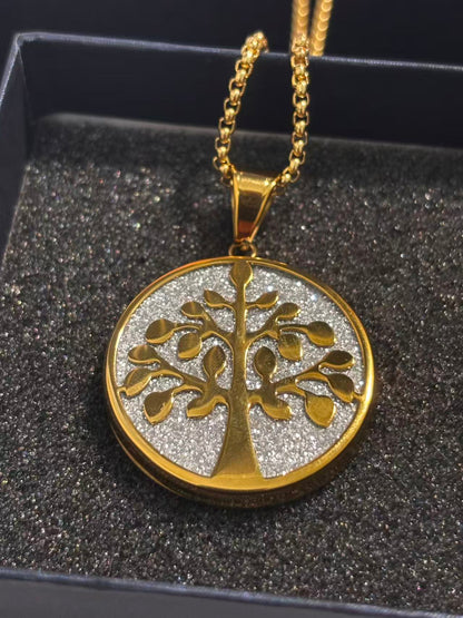 世界树金色圆形吊坠