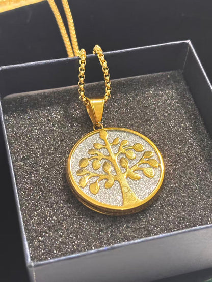 世界树金色圆形吊坠