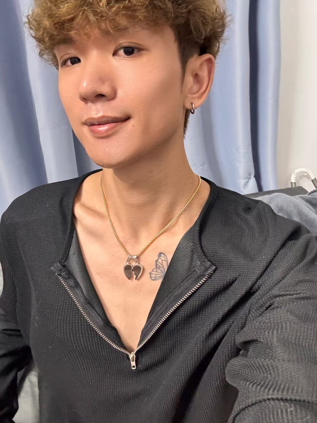 钢色情侣款心形吊坠