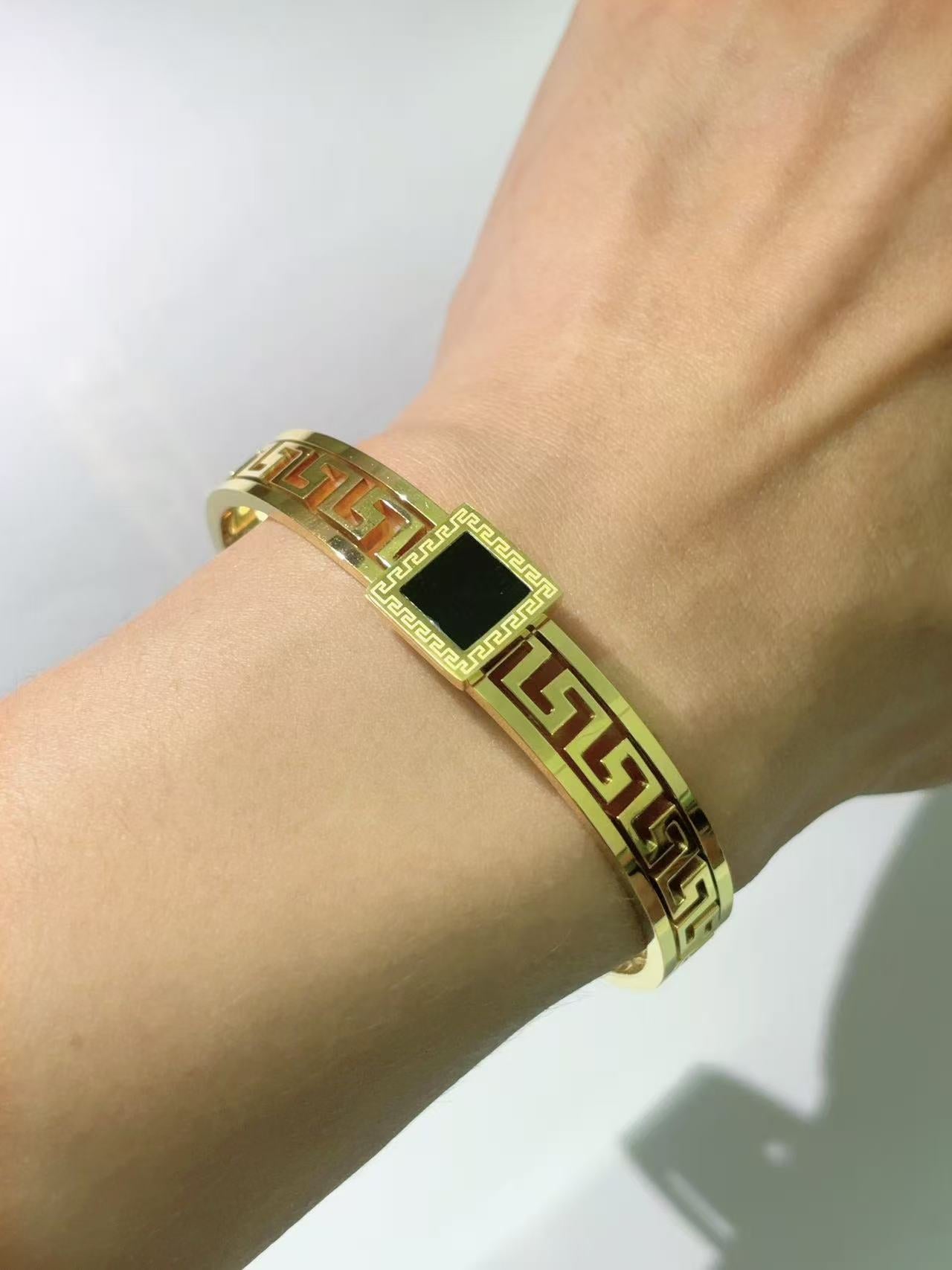长城纹黑丝方正手镯