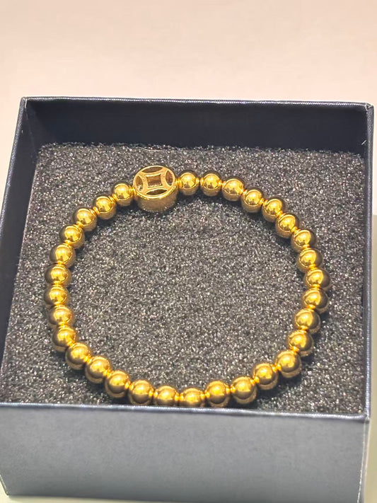 铜钱款全金招财手链