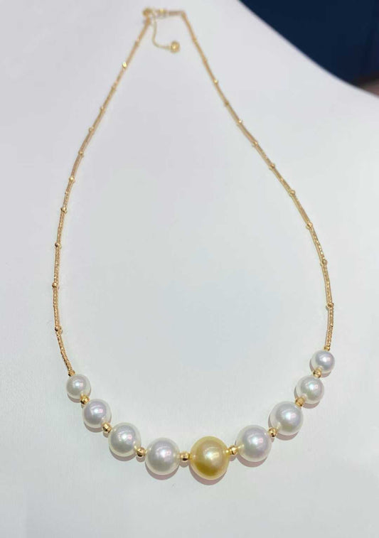 18K金Akoya+南洋金珠微笑项链