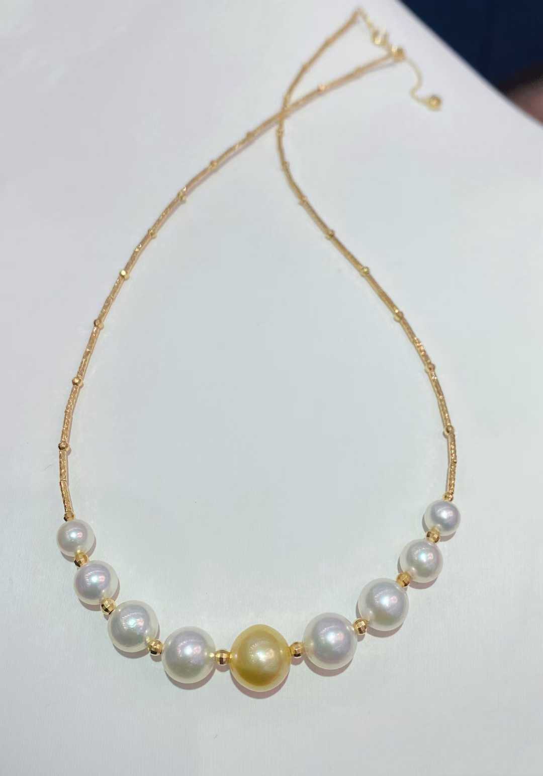 18K金Akoya+南洋金珠微笑项链