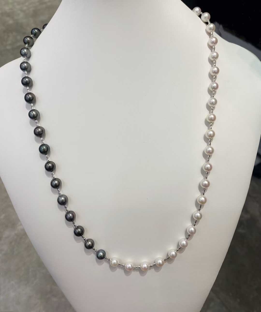 akoya海水珍珠+大溪地渐变18k金长链