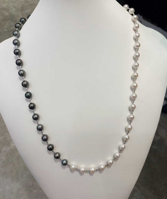 akoya海水珍珠+大溪地渐变18k金长链