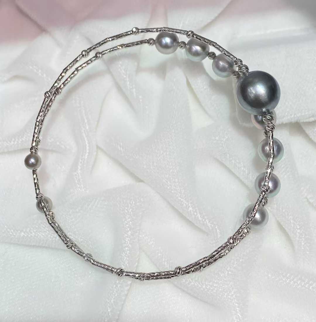 18k金大溪地真多麻海水珍珠手镯