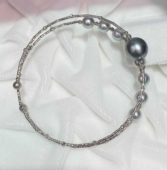 18k金大溪地真多麻海水珍珠手镯