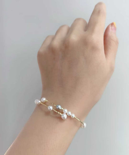 18k金akoya糖果色海水珍珠手镯