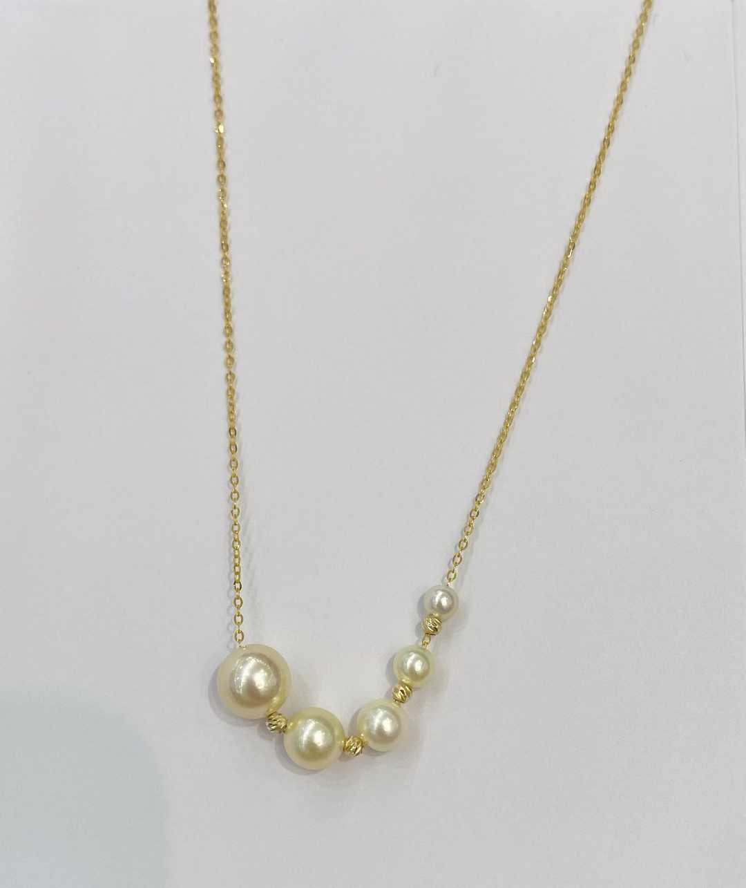 18K金+akoya羽黄金海水珍珠微笑项链