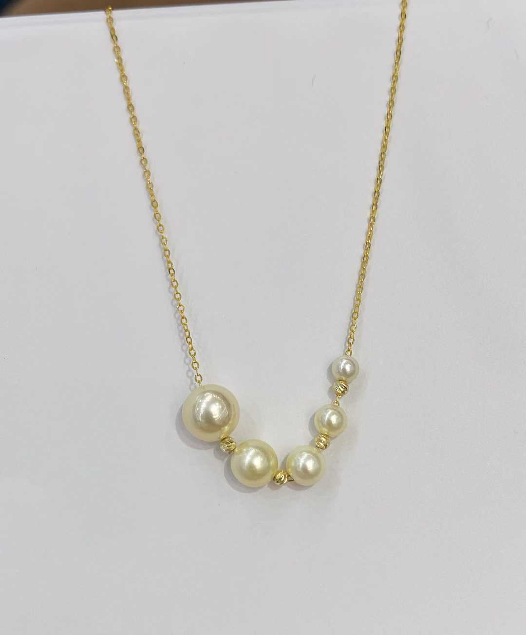 18K金+akoya羽黄金海水珍珠微笑项链