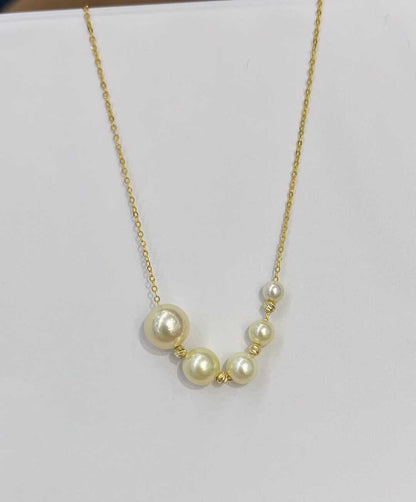 18K金+akoya羽黄金海水珍珠微笑项链