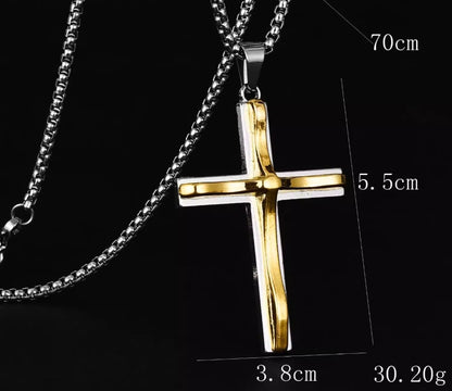 中金十字架项链