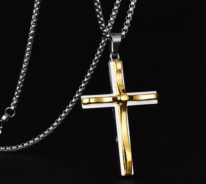 中金十字架项链